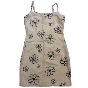 Reformation Jeans Black & White Floral Delphine Denim Dress Size 10